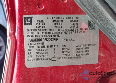 2012 Buick Enclave Premium from USA, damaged, VIN 5GAKRDED2CJ272308